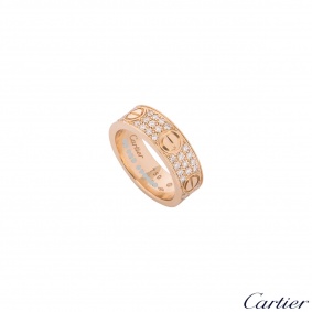 Cartier Rose Gold Pave Diamond Love Ring Size 51 B4087651